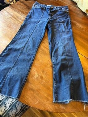 Pilcro Dark Blue Flared Jeans with Front Panel Seams